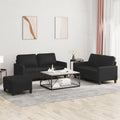 Sofagarnitur 3-teilig - Schwarzes Kunstleder im modernen Stil - Couch Set für Gespräche und Entspannung - Hauptelement 158 x 80 x 77 cm