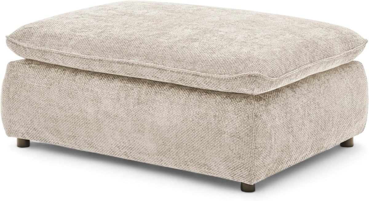 Stella Trading Vince Polsterhocker - 120 x 88 x 42 cm mit Stoffbezug - Beige und rechteckig als Fußablage - Moderne Ergänzung für Big Sofas