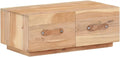 Couchtisch aus recyceltem Massivholz - 90 x 50 x 35 cm mit 2 Schubladen - Braun im rustikalen Design - Platzsparend für Wohnzimmer und Schlafzimmer