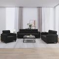 Sofagarnitur 3-teilig - Schwarzes Mikrofasergewebe mit Kissen - Modernes Couch Set für Lesen und Fernsehen - Hauptelement 210 x 77 x 80 cm