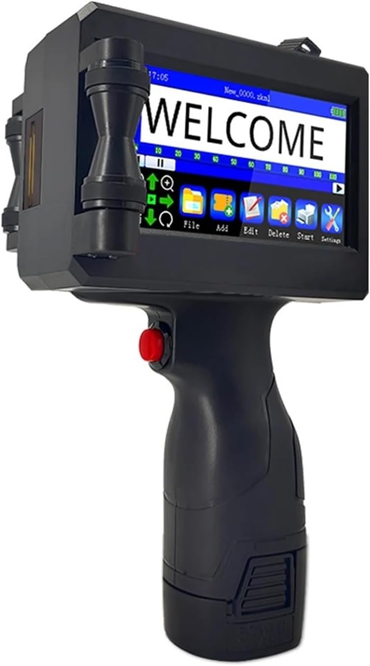 Tragbarer Hand Tintenstrahldrucker - 25 Komma 4 mm Druckhöhe mit 600 dpi - Bluetooth für mobile Codierung - Druck auf Metall Holz Stoff Karton und Kunststoff