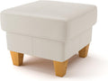 CAVADORE Ammerland Stauraum Hocker - Reinweißes Echtleder im Landhausstil - Buchenholzrahmen mit Deckelfach - 58 x 58 x 48 cm für das Wohnzimmer
