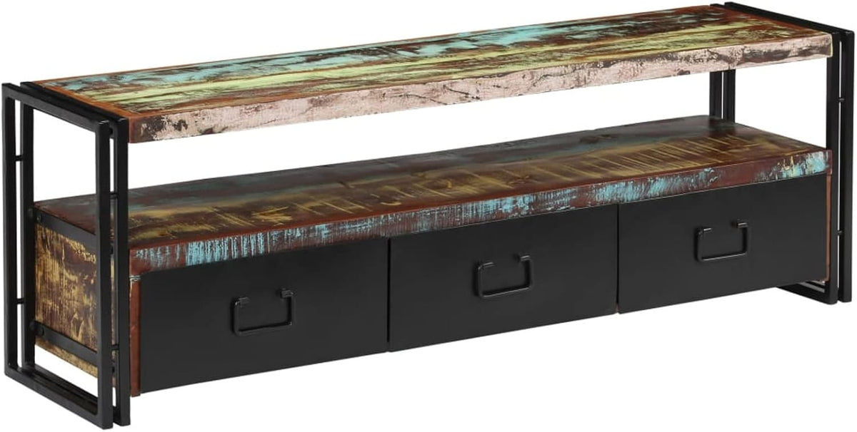 ZEYUAN TV Lowboard 120 cm - Fernsehschrank aus recyceltem Massivholz - Rechteckiges TV Board für Medien und Phonogeräte - 120 x 40 x 30 cm ohne Montage