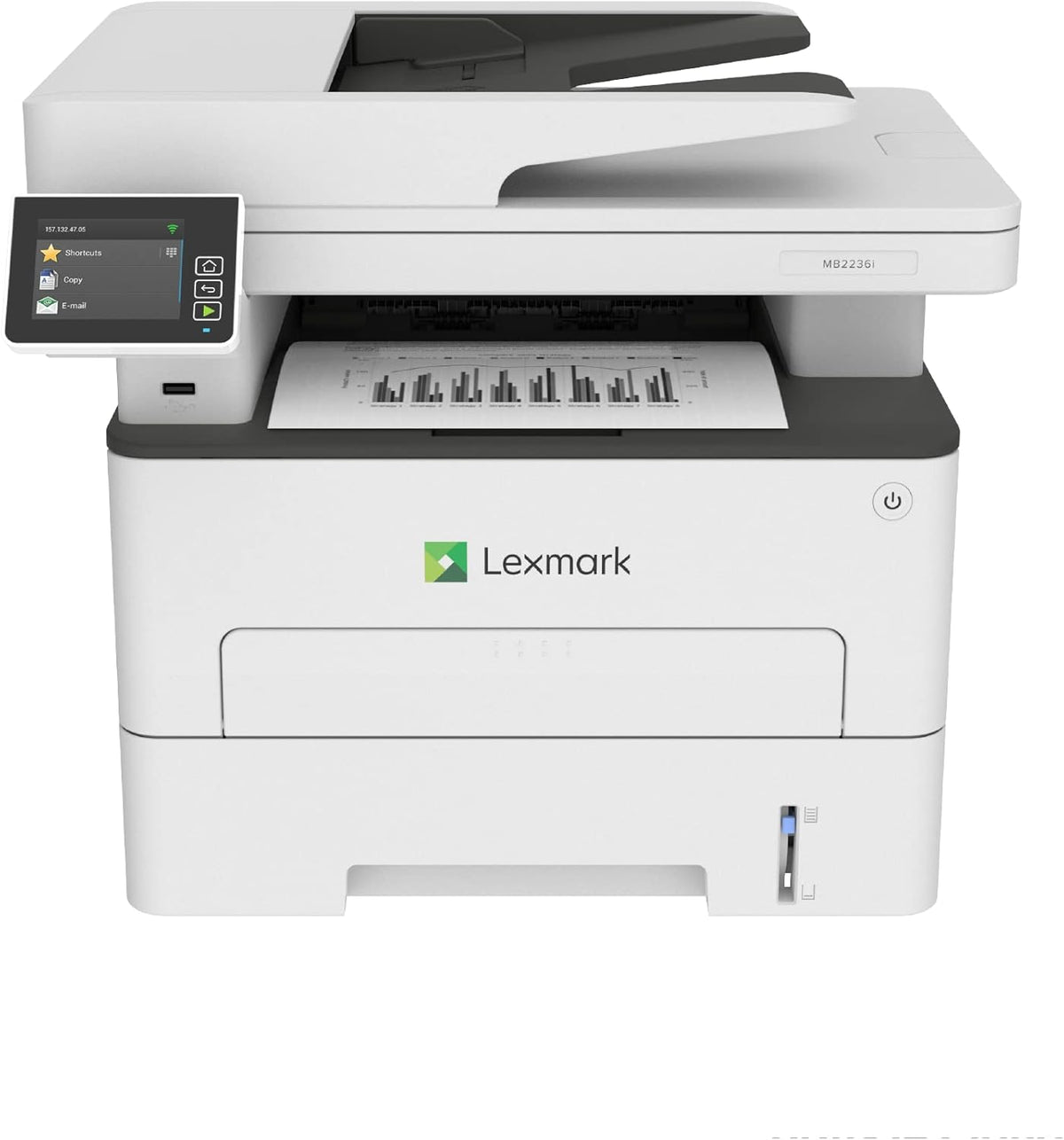 Lexmark MB2236i Multifunktions Laserdrucker - Schwarzweißdruck bis 34 Seiten pro Minute - WLAN Ethernet USB und Duplexdruck - 3 in 1 Gerät mit 7,2 cm Touchscreen