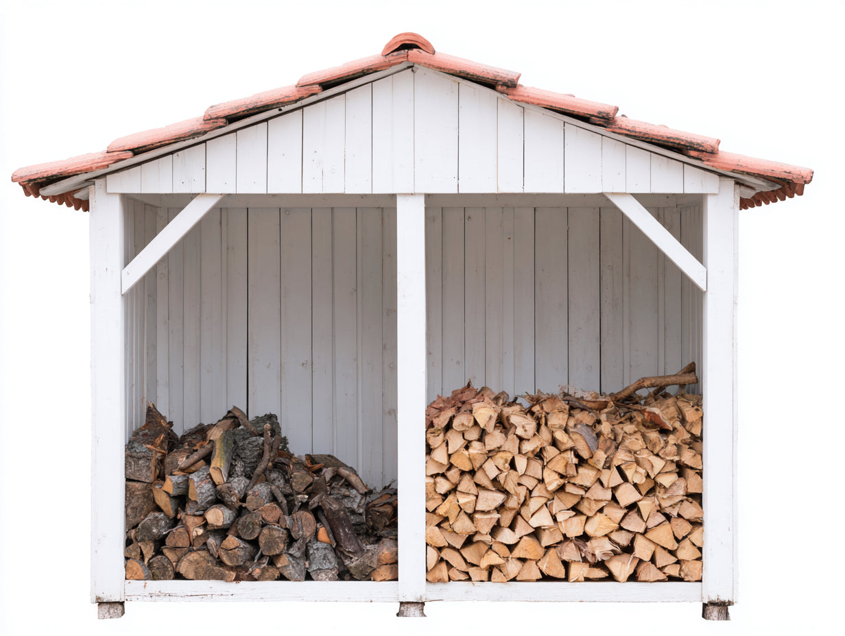 Kaminholzregal-Holz-270x90x215 cm-Weiß-Terrakotta-Rustikales Design