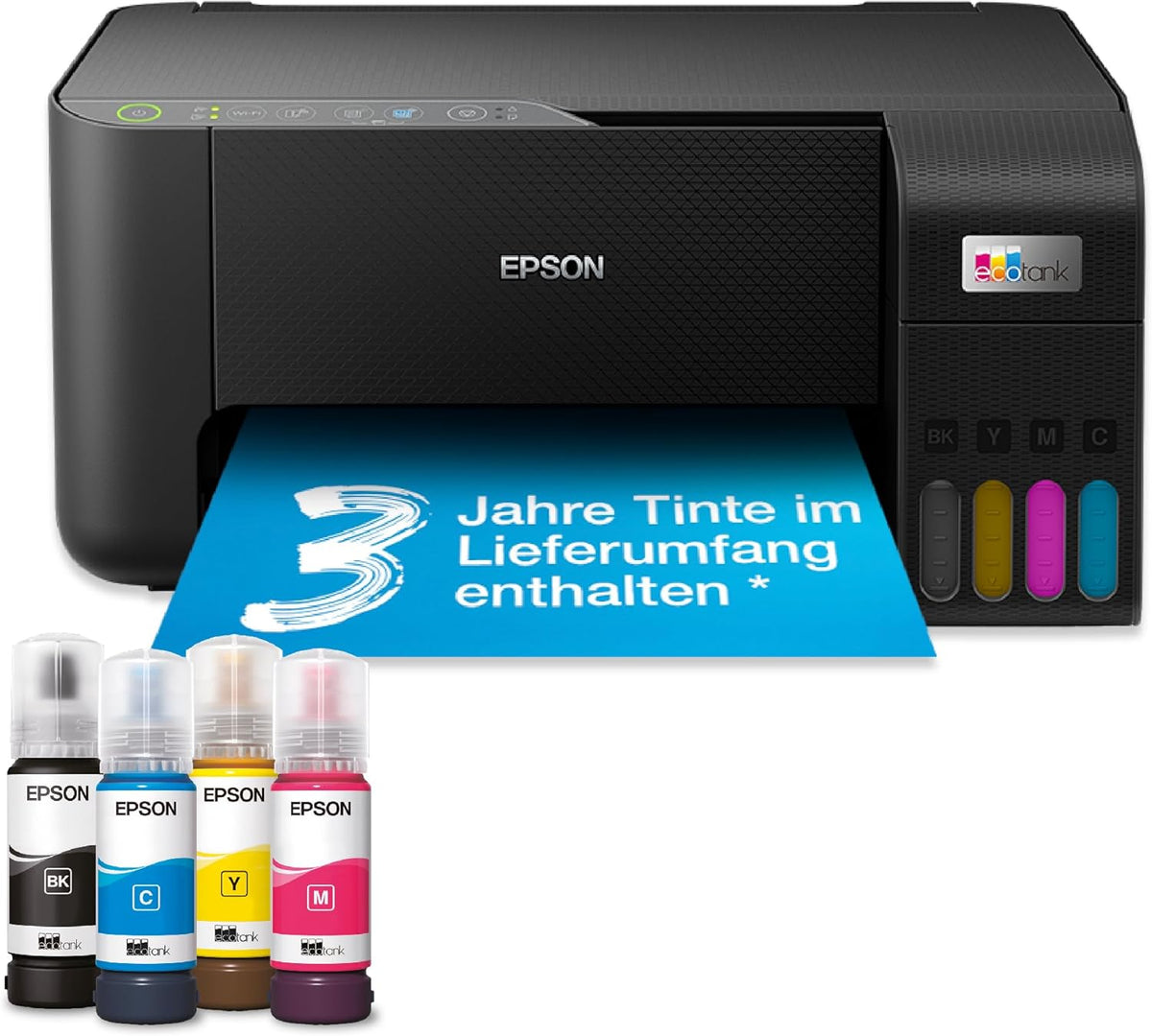 Epson EcoTank ET-2862 - A4 Tintentank Multifunktionsdrucker in Schwarz - WLAN USB Drucken Kopieren Scannen und Auto Duplex - Tinte für bis zu 3 Jahre