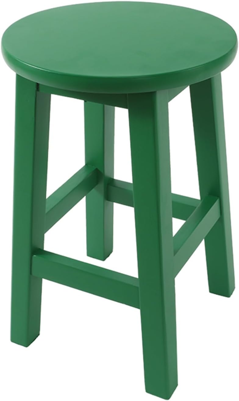 Runder Schminkhocker aus Massivholz - 30 x 45 cm in Grün - Wasserdicht und rutschfest - Stabiler Sitzhocker für Küche Bad und Ankleidebereich