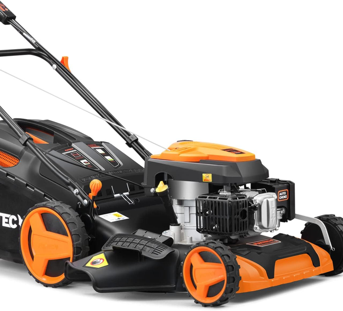 FUXTEC FX RM5196PRO Benzin Rasenmäher - 4 in 1 mit flexiblem Antrieb und 51 cm Schnittbreite - 4 Takt Motor mit Big Wheel Rädern - 60 Liter Fangkorb Schwarz