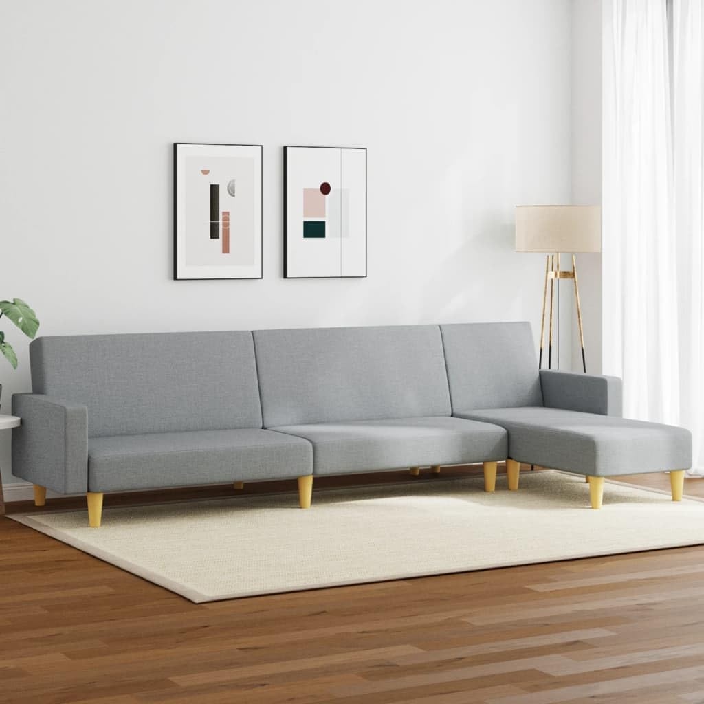 Sofagarnitur 2-teilig - Hellgrauer Stoff mit moderner Gestaltung - Couch Set zum Sitzen und Entspannen - Hauptelement 220 x 69 x 84,5 cm
