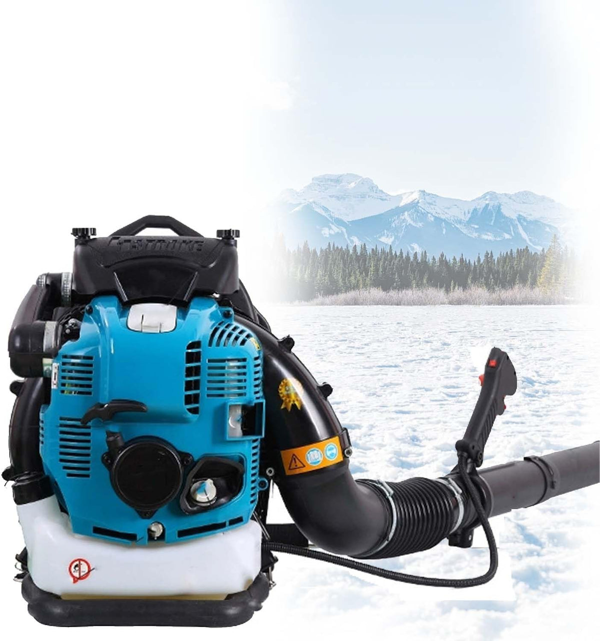 125 ccm Benzin Rückenlaubbläser - 4 Takt Motor mit 2,0 Liter Kraftstofftank - Bis 10000 Umdrehungen pro Minute - Blau für private und gewerbliche Flächenreinigung