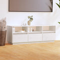 TV Schrank aus massiver Kiefer - Weiß im modernen Design - 140 x 37 x 50 cm bodenstehend - Fernsehtisch und HiFi Sideboard mit Stauraum für Wohn und Schlafzimmer
