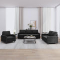 Dreiteilige Sofagarnitur aus Samt - Schwarz im modernen Design - Großes Couch Set zum Entspannen Plaudern und Fernsehen - Für das Wohnzimmer