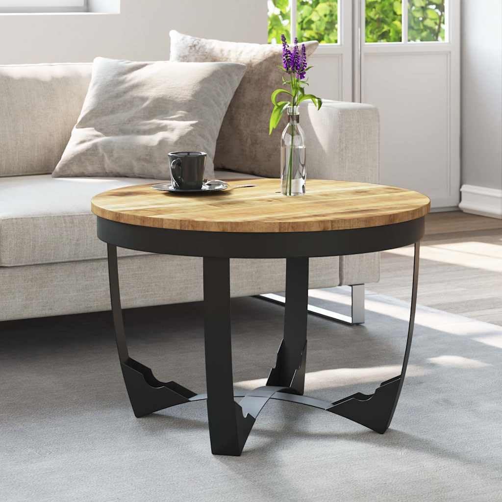 Owox Couchtisch aus Mangoholz - Runde massive Tischplatte in Braun - Natürliches Design für kleine Räume - 60 x 40 cm für Wohnzimmer und Flur