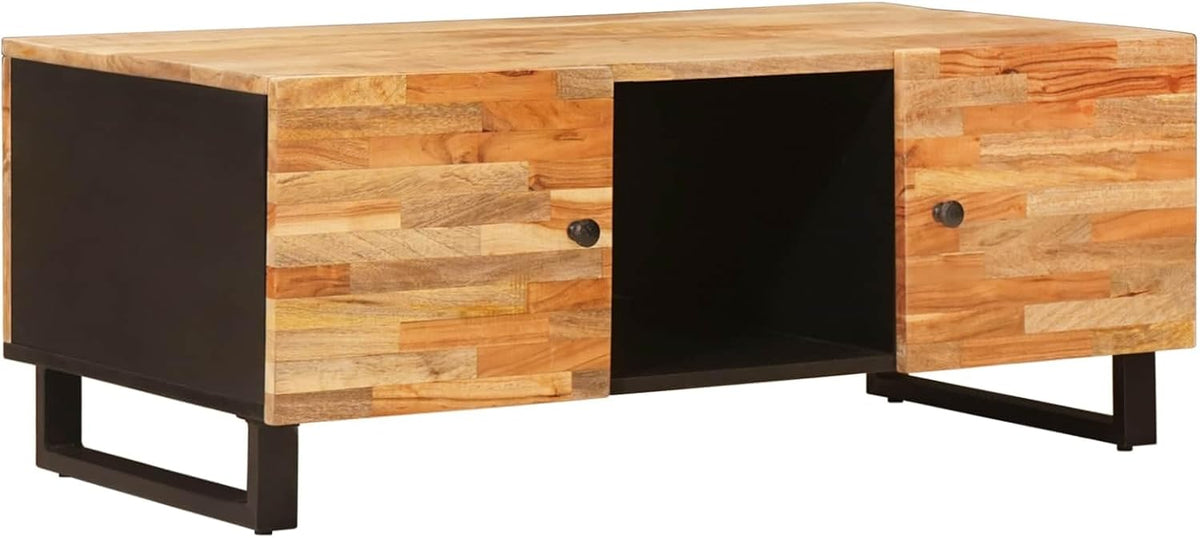 Couchtisch aus massivem Mangoholz - 100 x 54 x 40 cm - Braun im modernen Design - Robuster Beistelltisch für Wohnzimmer Sofa und Schlafzimmer