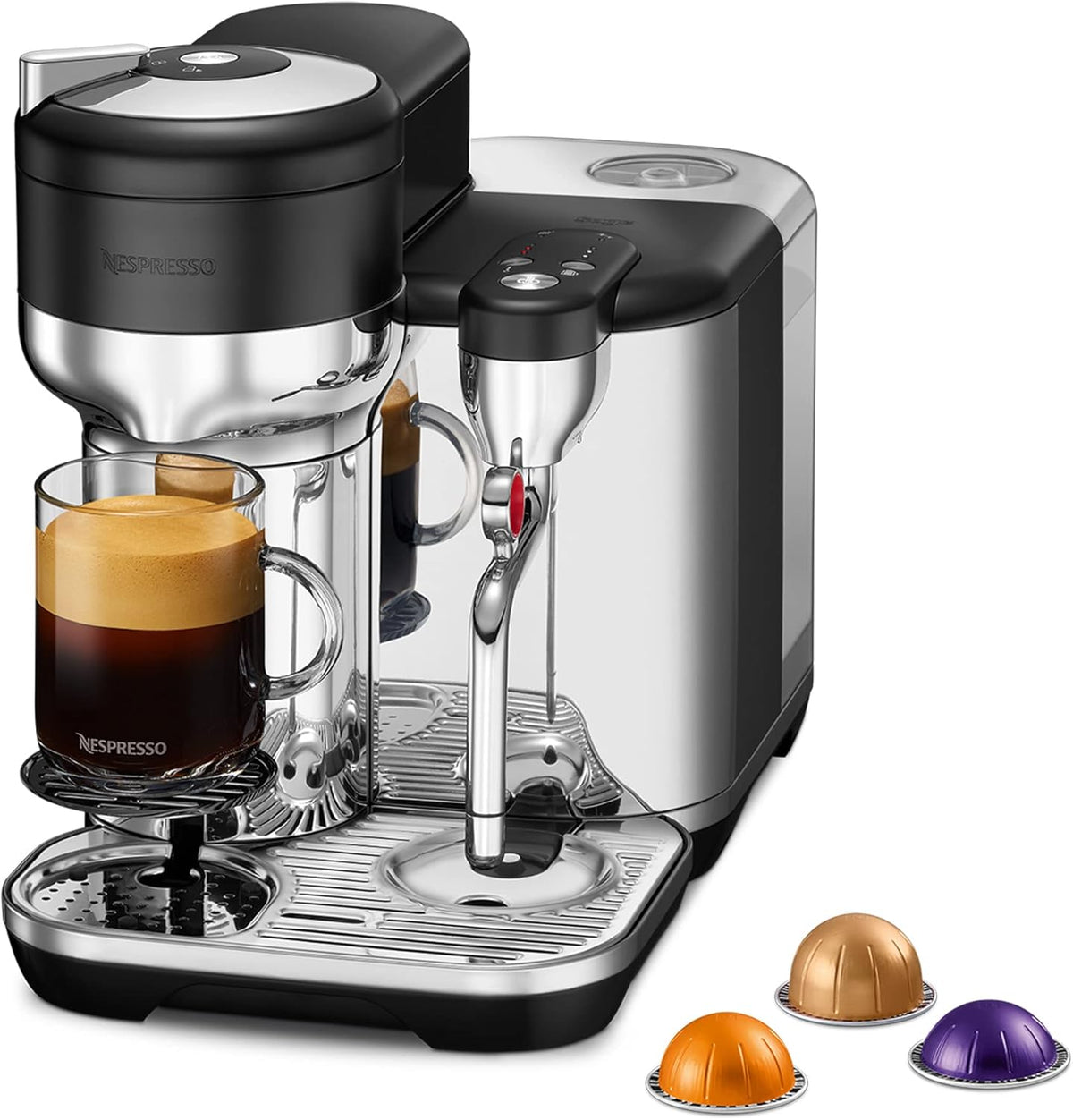 Nespresso Vertuo Lattissima SVE850BTR4EBL1 - Kapsel Kaffeemaschine mit 2 l Wassertank - Integrierter Milchaufschäumer für Milchkaffee - Black Trüffel für Zuhause und Küche