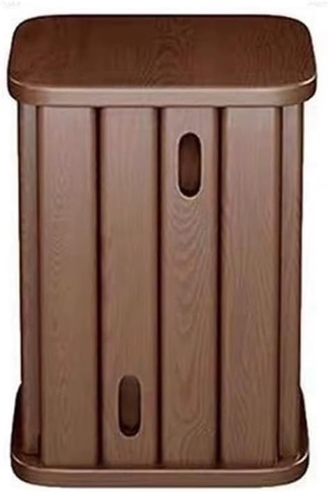 Runde Massivholzhocker im 4er Set - 33,5 x 46 cm in Braun - Stapelbar und platzsparend - Für Küche Wohn und Schlafzimmer