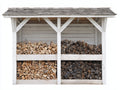 Kaminholzregal - Holz - 218x62x162 cm - Weiß-Grau - Rustikaler Stil