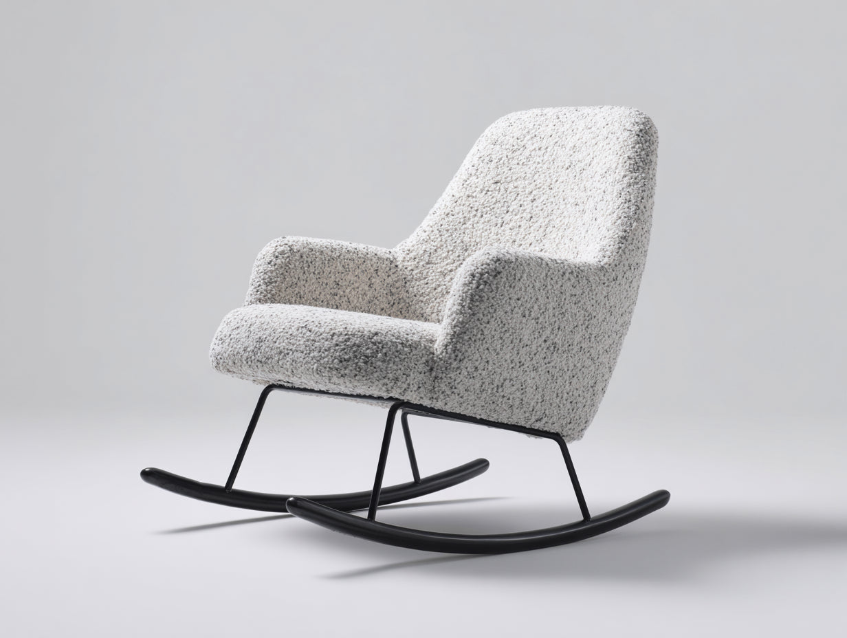 Schaukelstühle-Bouclé-Stoff-Metall-92x75x90 cm-Hellgrau-Skandinavisch