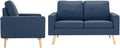 Zweiteilige Sofagarnitur aus Stoff - Blau im modernen Design - Kompaktes Couch Set für angenehmes Sitzen - Für das Wohnzimmer