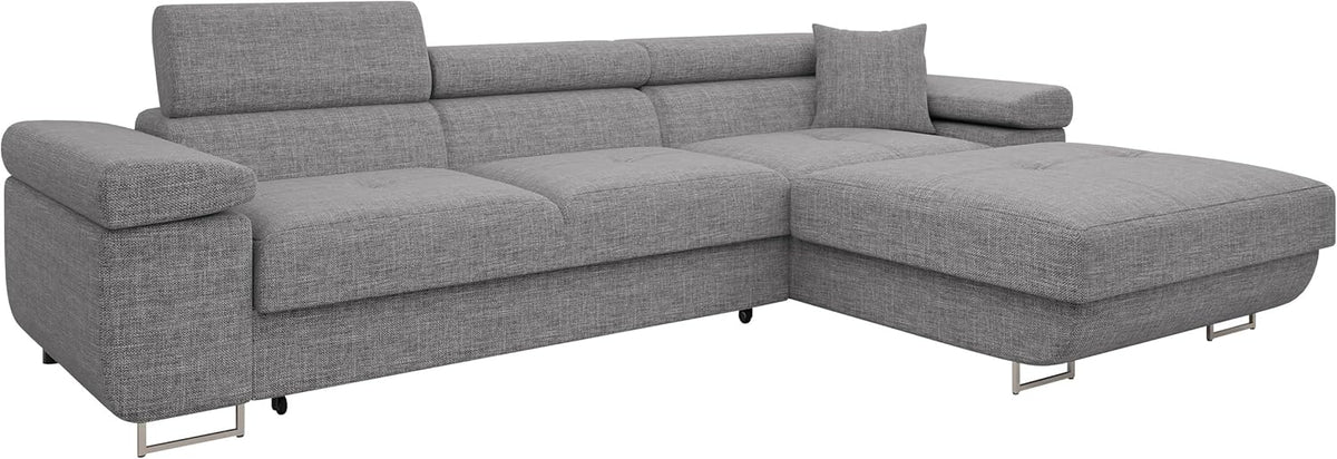 Mirjan24 Torezio Mini Ecksofa - 280 x 170 x 90 cm für 3 Personen - Lux 05 mit Bettkasten und verstellbaren Kopfstützen - Schlafsofa mit rechter Ottomane