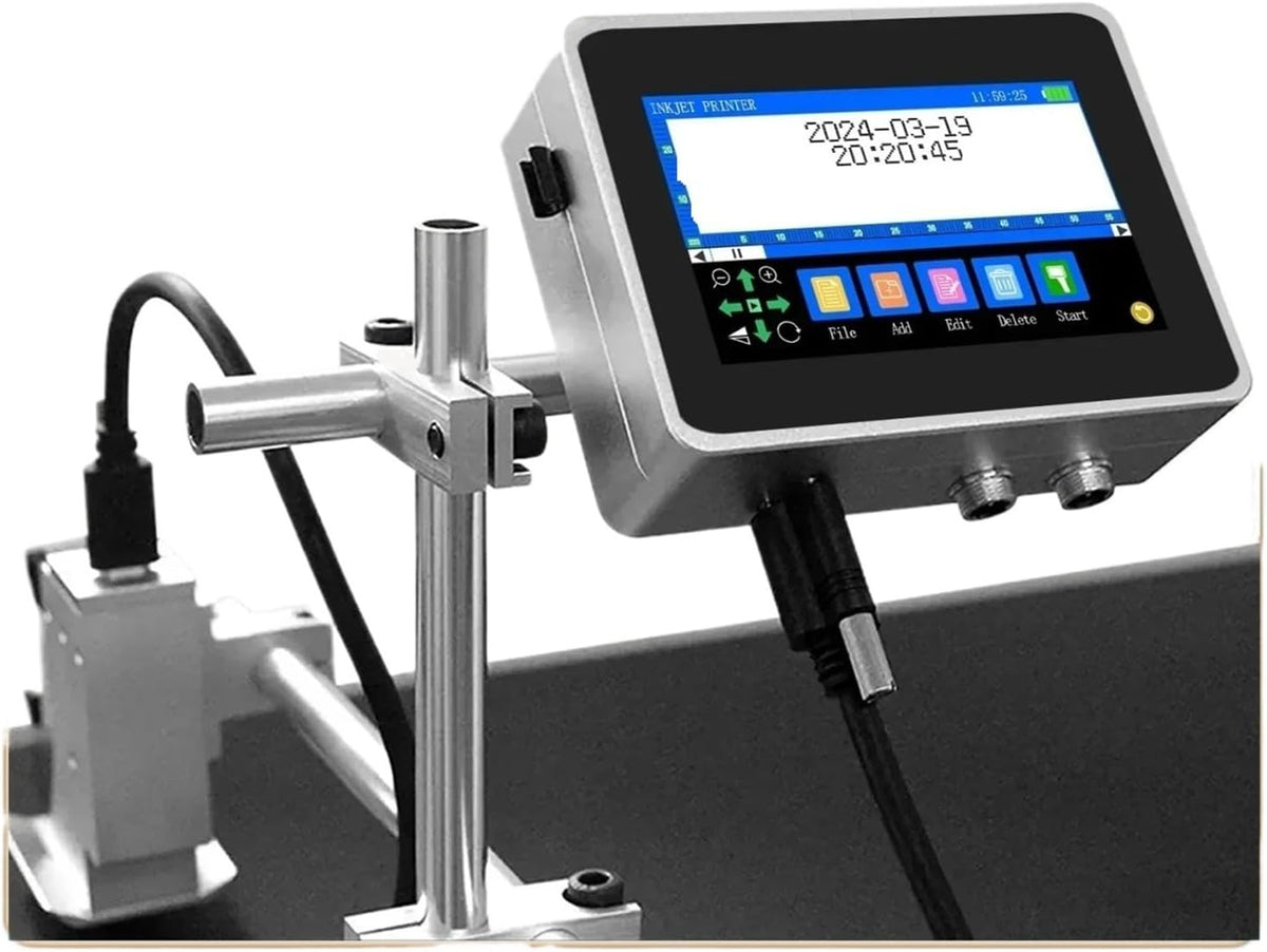 150PLUS Thermo Tintenstrahldrucker - 12 Komma 7 mm mit einer Tintenpatrone - Für QR Code Chargennummer Bild Logo und Ablaufdatum - Schnelltrocknender Etikettendrucker
