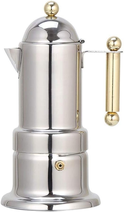 OQHAIR Mokka Espressokocher 200 ml - für 4 Tassen aus Edelstahl - Silber kompakte Herd Kaffeekanne - für Espresso und Mokka Zuhause Küche Büro
