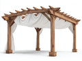 Pavillon Holz 360x300x250 cm - braun und weiß - für den Garten