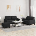 Sofagarnitur 3-teilig - Schwarzes Kunstleder mit passenden Kissen - Modernes Couch Set für das Wohnzimmer - Hauptelement 158 x 80 x 77 cm