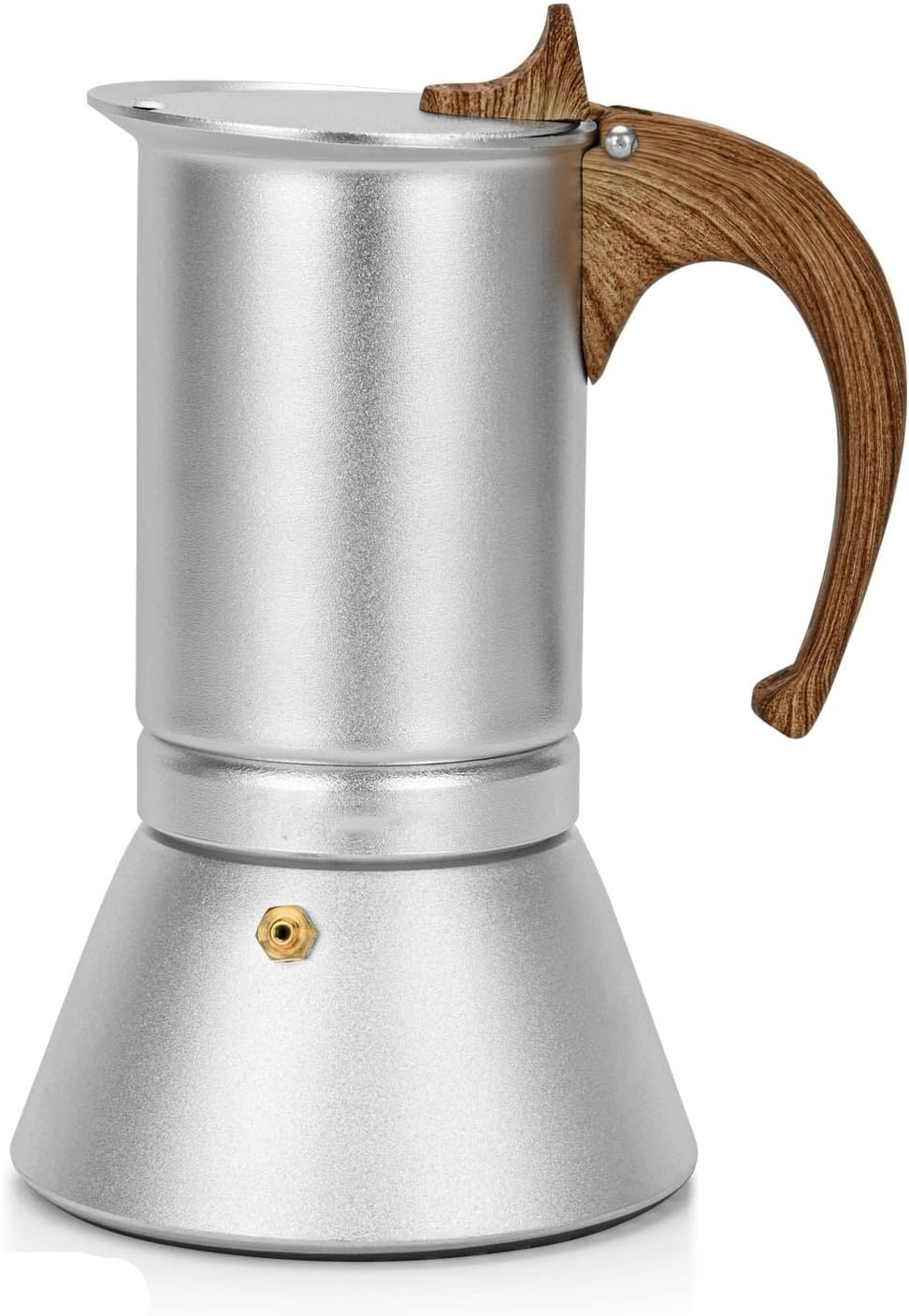 Mokka Espressokocher 300 ml - für 6 Tassen Kaffee - Aluminium Kaffeebereiter in Silber - kompakte Herdkanne für Espresso Latte und Mokka Zuhause
