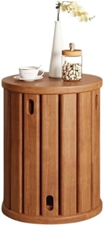 Runder Holzhocker - Platzsparend als Sitz Fußstütze und Beistelltisch - Stilvolles vielseitiges Design - Für Wohnzimmer Schlafzimmer und Balkon