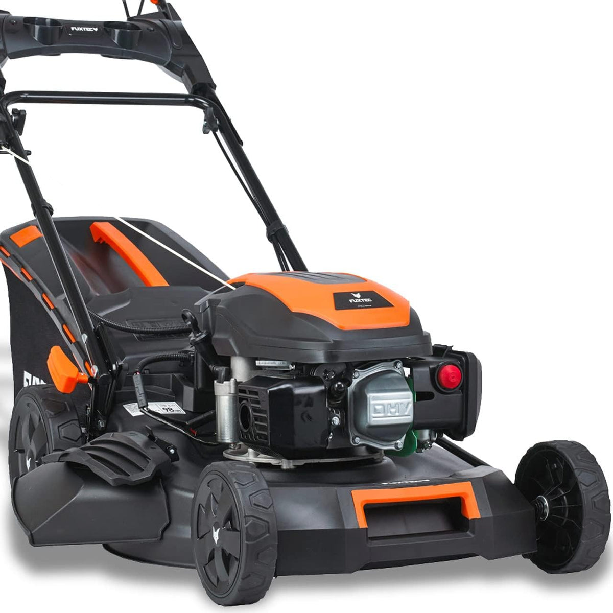 FUXTEC FX RM5170eS Benzin Rasenmäher - 4 in 1 mit E Start und 51 cm Schnittbreite - 4 Takt Motor mit Hinterradantrieb und Big Wheel Rädern - 60 Liter Fangkorb Schwarz
