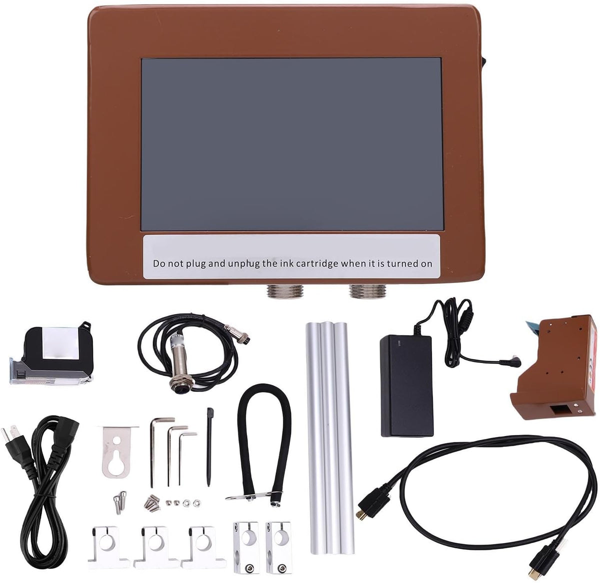ViaGasaFamido Online Tintenstrahldrucker - 12 Komma 7 mm mit 4 Komma 3 Zoll Touchscreen - 42 ml Tintenpatrone und USB Import - Codiermaschine mit EU Stecker