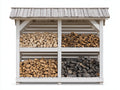 Kaminholzregal-Holz-255x86x210 cm-Weiß-Grau-Rustikales Design