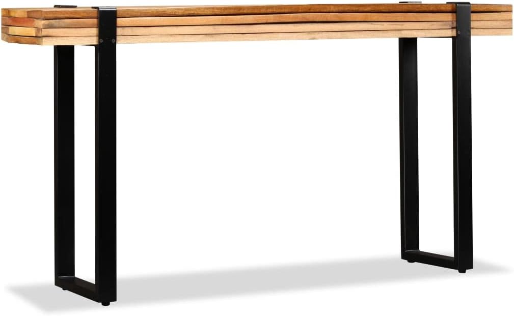 Verstellbarer Konsolentisch - 180 x 30 x 76 cm aus recyceltem Holz - Mehrfarbig im massiven Vintage Stil - Rechteckiger Beistelltisch für Zuhause
