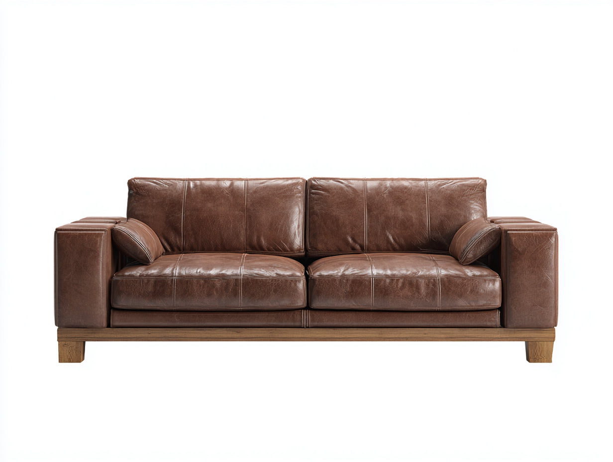 Zweisitzer Sofa - Leder - 186 x 86 x 82 cm - Braun - Modern