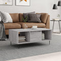 Youuihom Couchtisch - Schublade und Metallbeine mit Stauraum - Grau Sonoma aus Holzwerkstoff - 90 x 50 x 36,5 cm für das Wohnzimmer