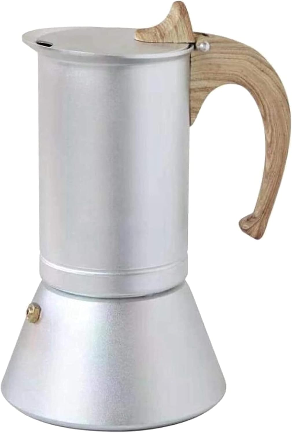 Espressokocher für 3 Tassen - Poliertes Aluminium mit Edelstahl Basisgriff - Silberne Moka Kaffeekanne 10,5 x 17 cm - Kompakte Herdkanne für Espresso und Mokka zu Hause