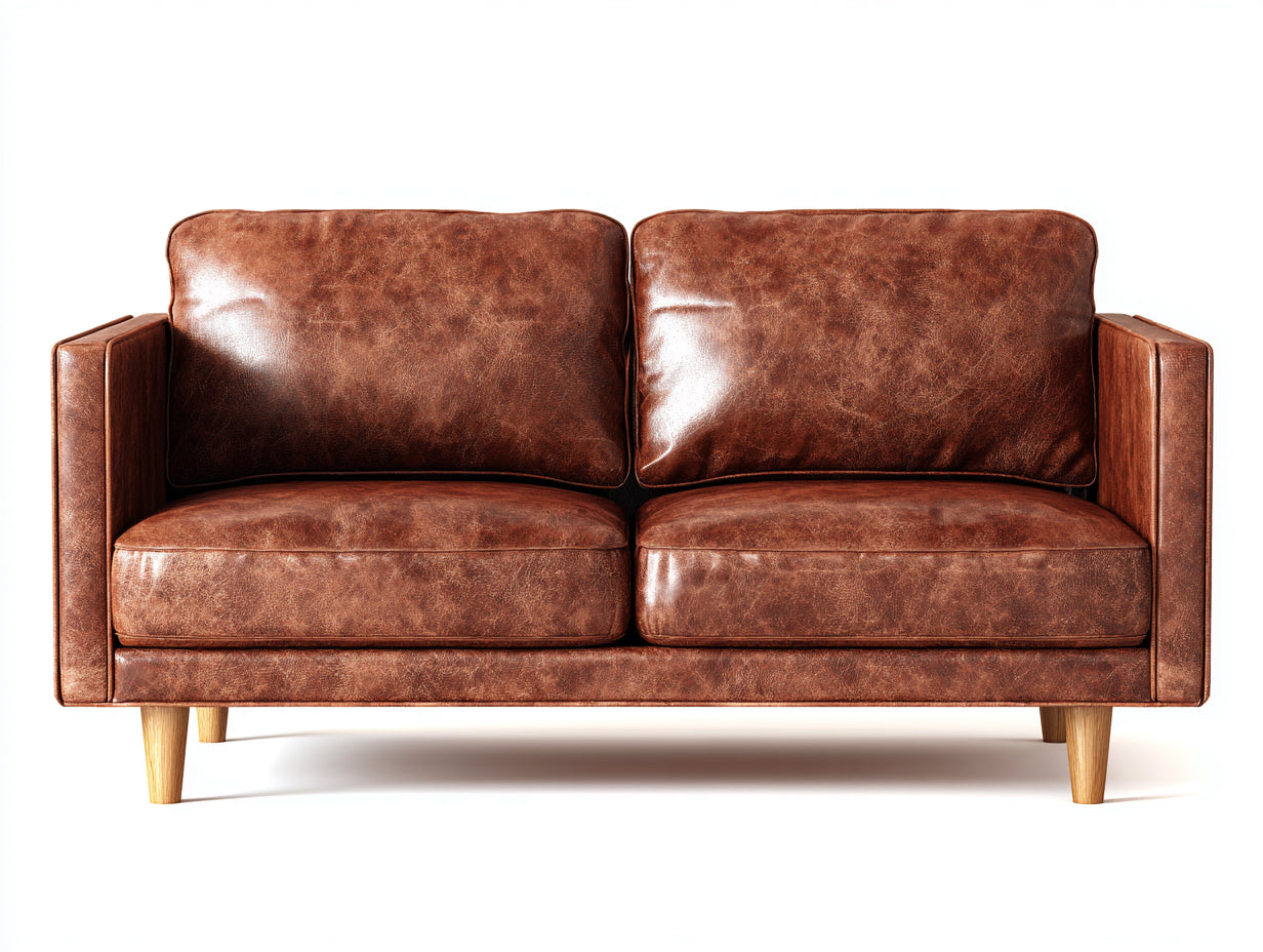 Zweisitzer Sofa - Leder - 176 x 85 x 82 cm - Braun - Modern