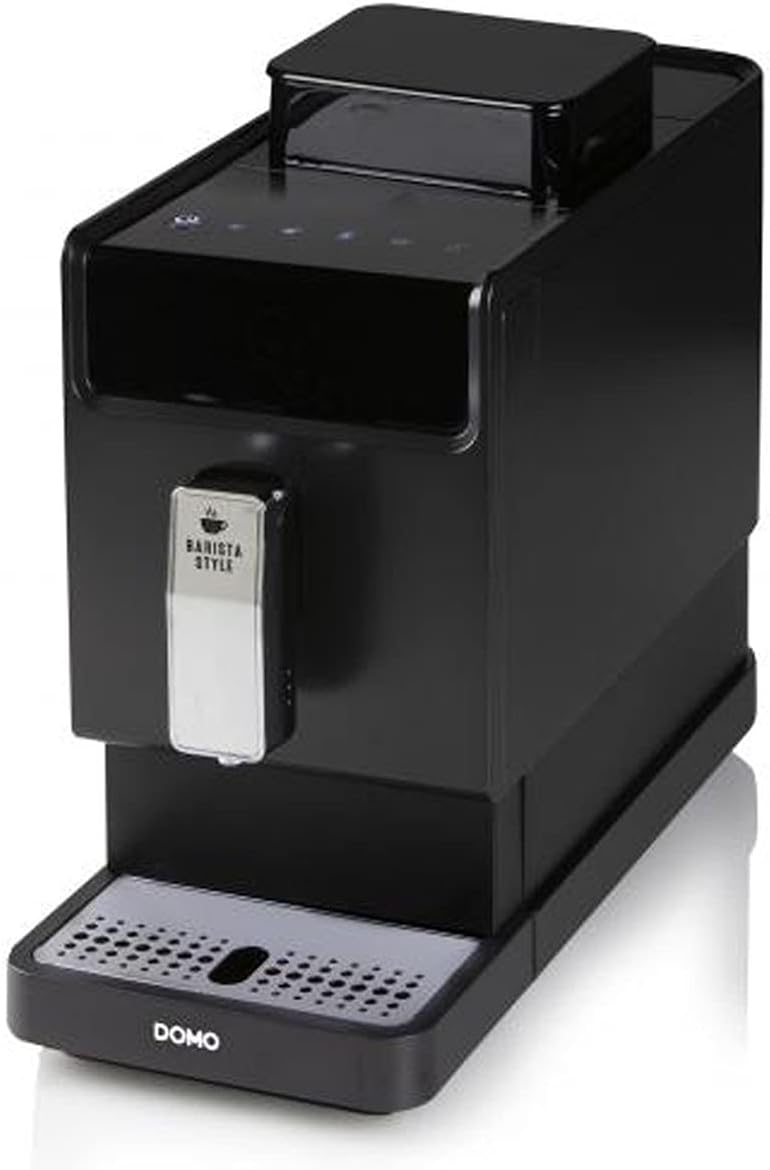 DOMO DO718K Espressomaschine mit Mahlwerk - integrierte Kaffeemühle und abnehmbarer Wassertank - programmierbar - Schwarz für frischen Espresso und Kaffee