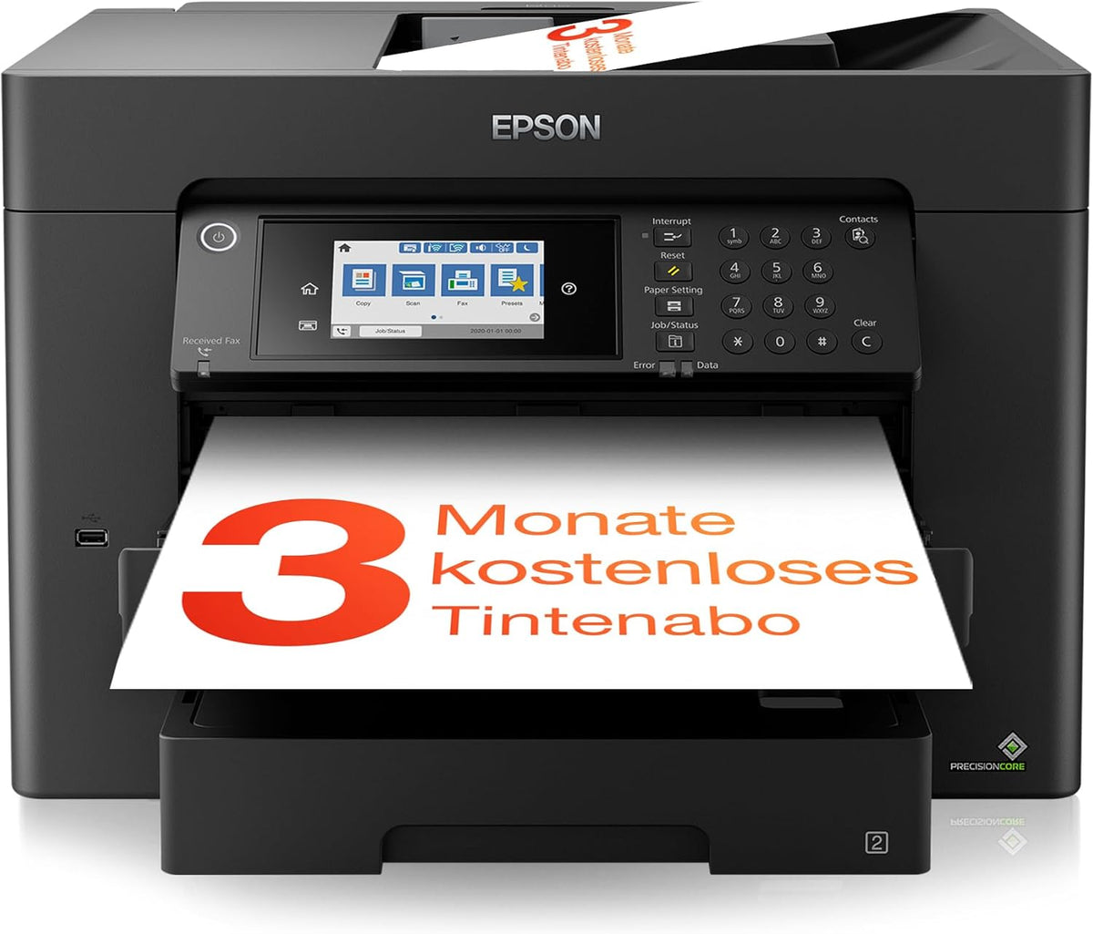 Epson WorkForce WF-7840DTWF Multifunktionsdrucker - A3 Plus Farbtintenstrahlgerät mit Touchscreen - WLAN Ethernet USB Duplex Scan Kopie und Fax - ReadyPrint Tinte für 3 Monate