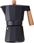 Mokka Espressokocher aus Aluminium - für 3 6 oder 9 Tassen - klassischer Herd Kaffeebereiter - Schwarz für Zuhause Büro und traditionelle Kaffeezubereitung