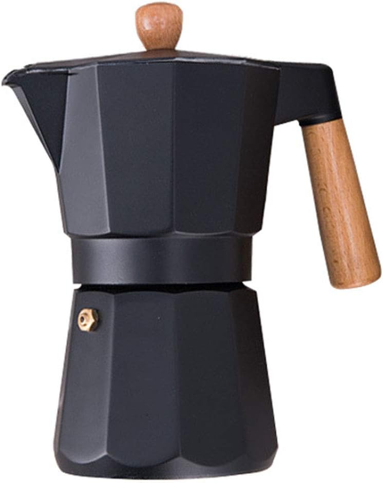 Mokka Espressokocher aus Aluminium - für 3 6 oder 9 Tassen - klassischer Herd Kaffeebereiter - Schwarz für Zuhause Büro und traditionelle Kaffeezubereitung