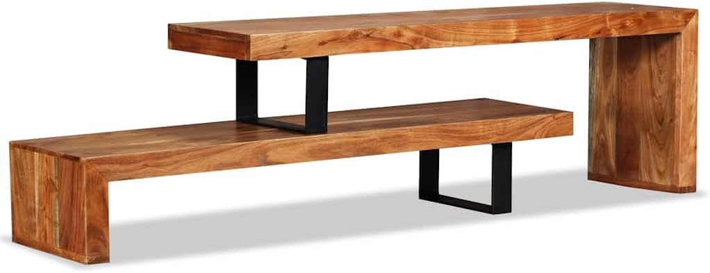 vidaXL TV Lowboard aus massivem Akazienholz - Braun im Vintage Industrial Stil - 18,9 kg Fernsehtisch und HiFi Schrank - Massivholz TV Möbel für Wohnzimmer und Medienbereich