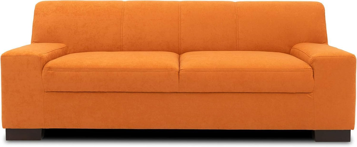DOMO collection Norma Sofa - 2 Sitzer mit Holzfüßen - Orangefarbener Feinstoff bis 200 kg belastbar - 194 x 85 x 74 cm für das Wohnzimmer