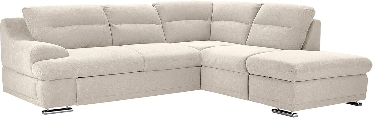 Mivano Coast L Ecksofa - 264 x 217 x 88 cm mit Ottomane rechts - Beige Mikrofaser und Polyester - Große Wohnzimmercouch ohne Bettfunktion
