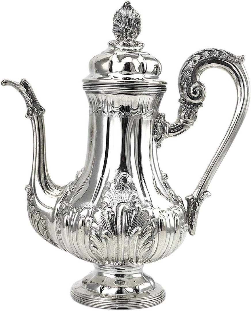 POB B Espressokocher 800 Silber - Handziselierte Ausführung mit 28 cm Höhe - Edelstahl Kaffeekocher in Silber Schwarz - Klassisches Modell mit abnehmbarem Tank