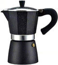 Mokka Espressokocher 6 Tassen - Aluminium Kaffeekanne in Schwarz - klassische Herdzubereitung mit Filter - kompakter Kaffeebereiter für Espresso und Latte