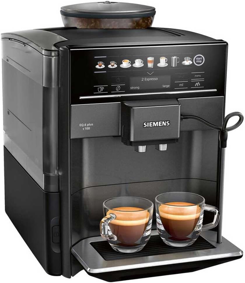 Siemens Kaffeevollautomat - 1,2 Liter Wassertank mit wiederverwendbarem Filter - Schwarze kompakte Bauform - Für Espresso Kaffee und tägliche Getränkezubereitung
