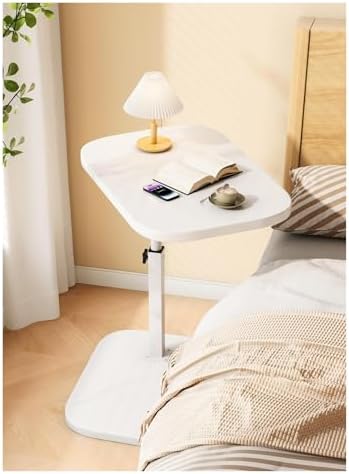 Drehbarer C Form Beistelltisch - Höhenverstellbar mit 360 Grad Tischplatte - Weiß im modernen Design - Multifunktional für Sofa Badewanne und kleine Räume