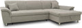 DOMO collection Franzi Ecksofa - Schlafsofa mit Bettfunktion Rückenfunktion und Stauraum - Hellgrau mit rechtem Longchair - 279 x 170 x 81 cm